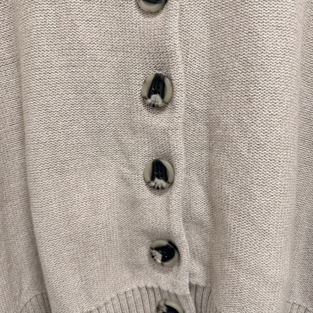 Quince 100% Organic Cotton Cropped Cardigan speckled beige/oatmeal color L - Picture 10 of 10